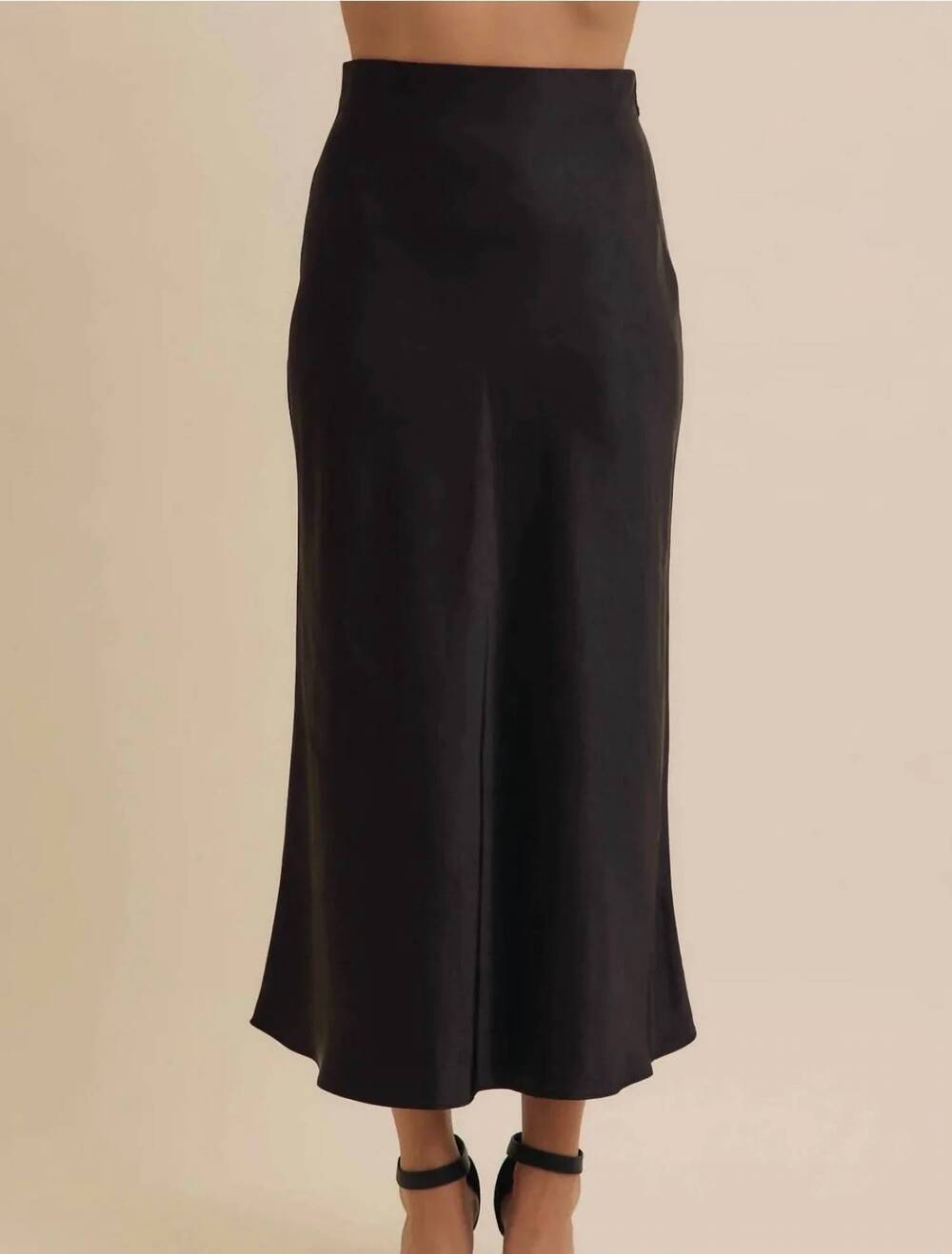 NEW IN FEBRUARY silky satin bias cut skirt in black